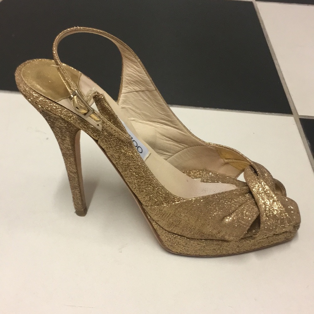 Jimmy Choo gold platform sandals